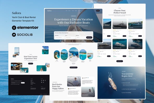 Sailora - Yacht Club & Boat Rental Elementor Template Kit