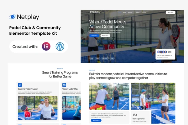 Padel Club & Community Elementor Template Kit