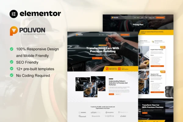 Car Body Repair Shop Elementor Pro